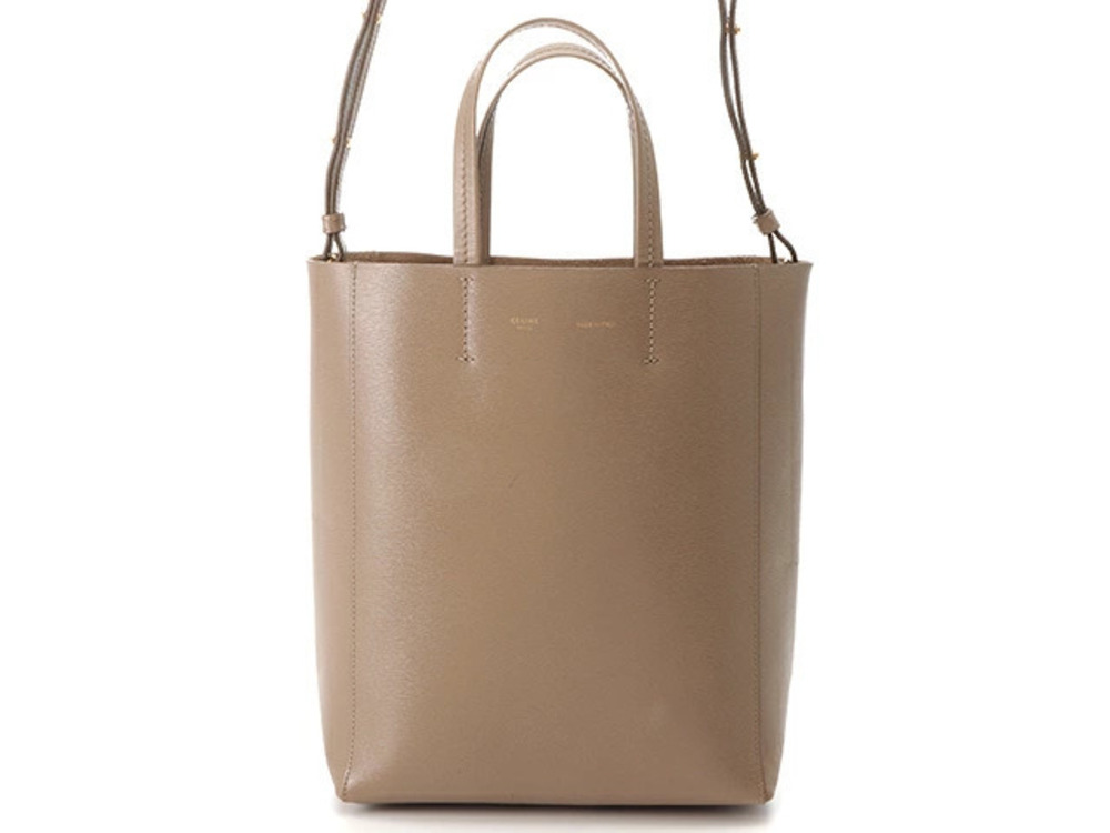 Celine Vertical Cabas Leather Greige Bag Gray